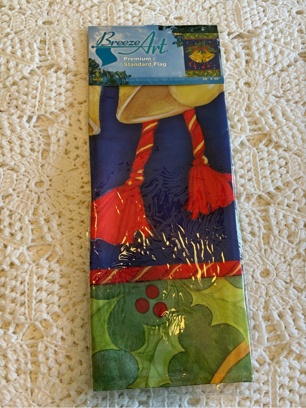 Holiday Bells Garden Flag - Navy, Gold & Green